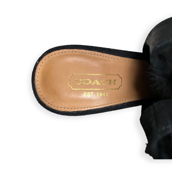 Like New Coach BEA Black Rabbit Fur Slingback Peep Toe Heels, sz 5 - Picture 6 of 15